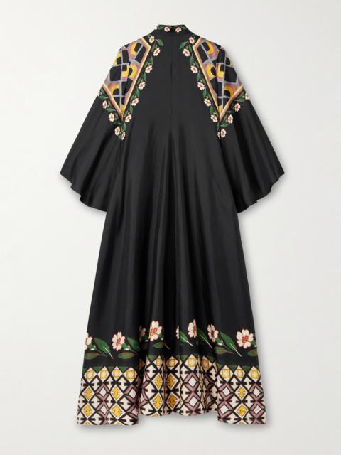 Magnifico Tie-neck Printed Silk-twill Maxi Dress