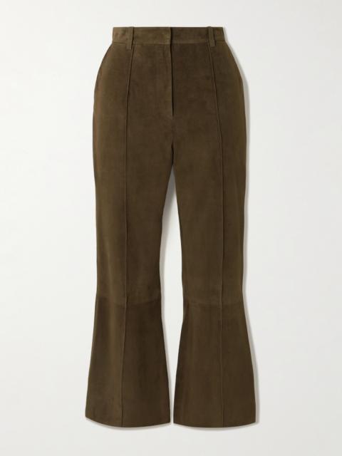 Cropped Suede Flared Pants