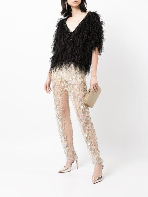 sequined tapered trousers