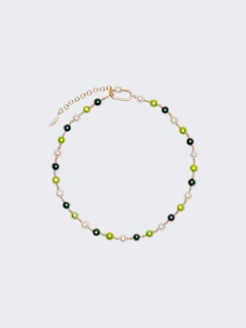 The Single Multi Green Freshwater Pearl Necklace Yellow Gold