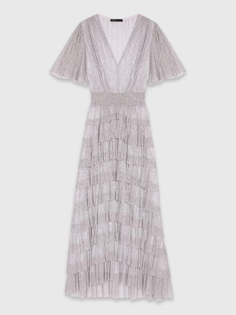 Metallic ruffled midi dress