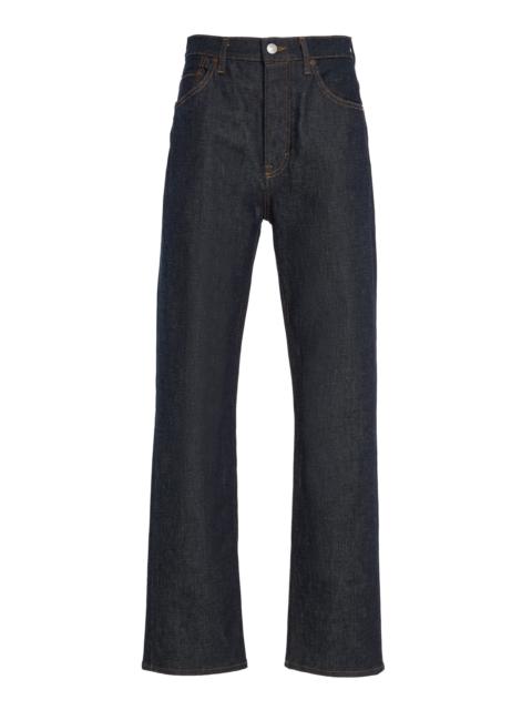 Stretch Mid-Rise Straight-Leg Jeans blue
