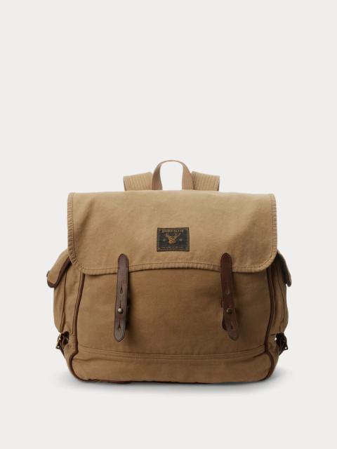 Leather-Trim Canvas Backpack