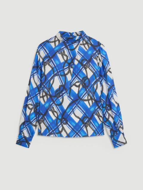 Plus Size Rope Print Viscose Crepe Balloon Sleeve Blouse