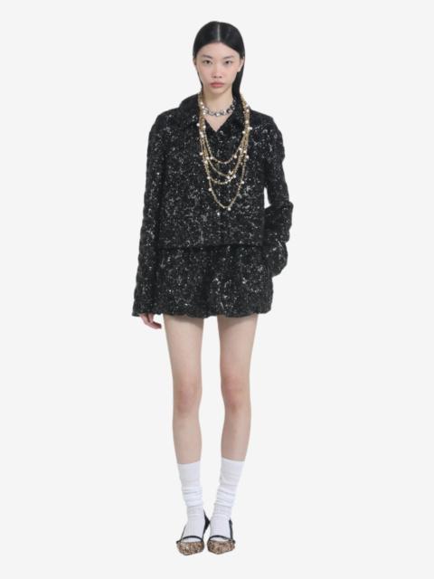 SHORT JACKET WITH SEQUINED FABRIC AND POCKETS