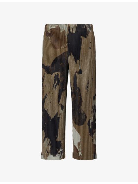 Painted-Stone Pleated Knit Trousers