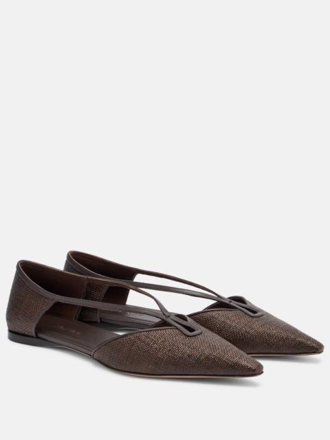 Volpino leather-trimmed woven ballet flats