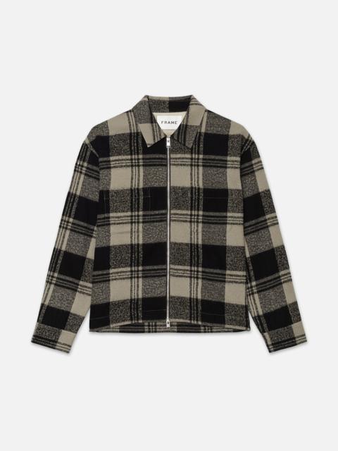 Spring Plaid Zip Shirt Jacket in Smoke Beige/Noir
