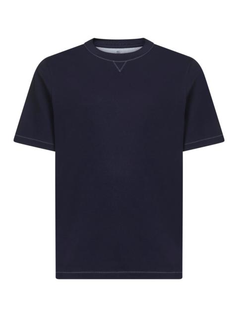 Blue Solomeo crest crewneck T-shirt