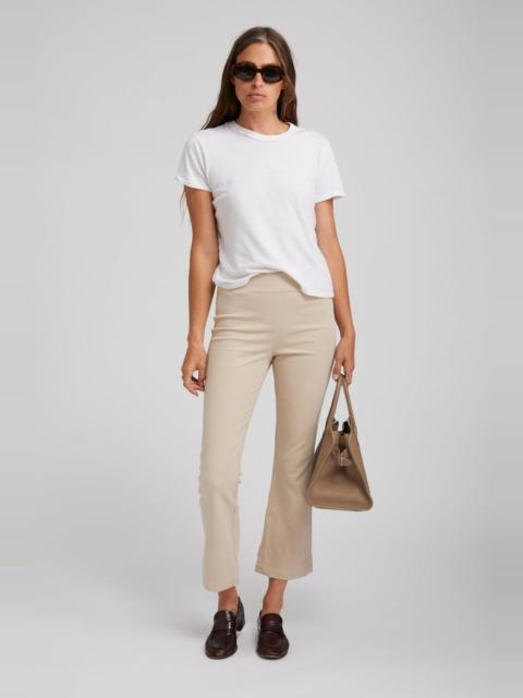 KHAKI TWILL CROP FLARE LEGGINGS