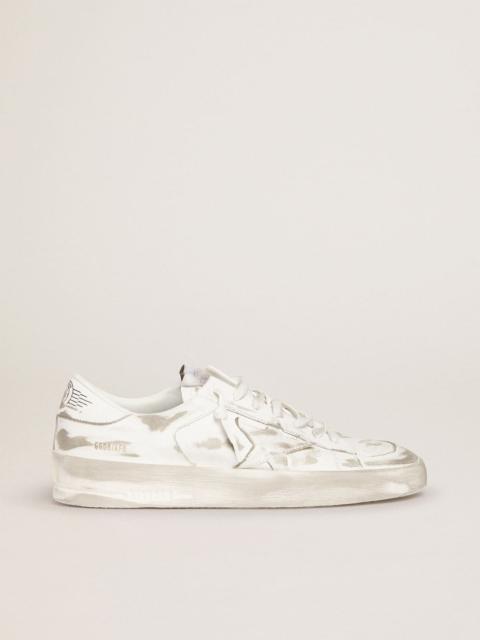 Men's Stardan in white leather with distressed effect