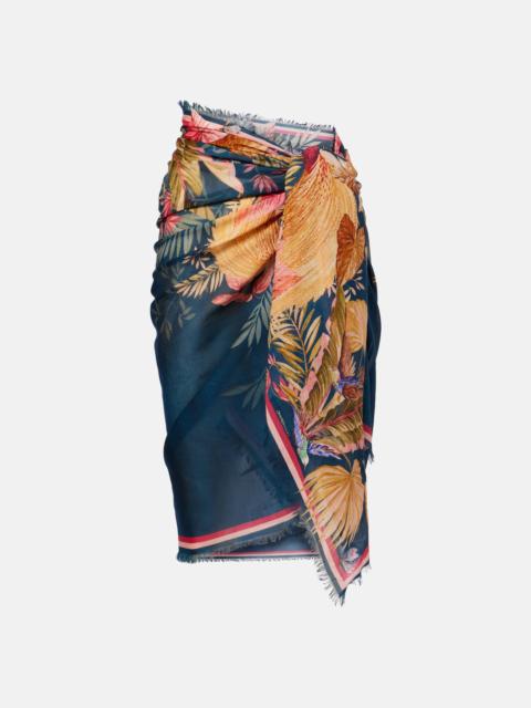 Printed cotton beach cover-up