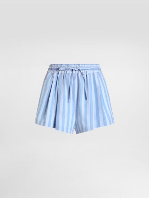 Striped poplin shorts