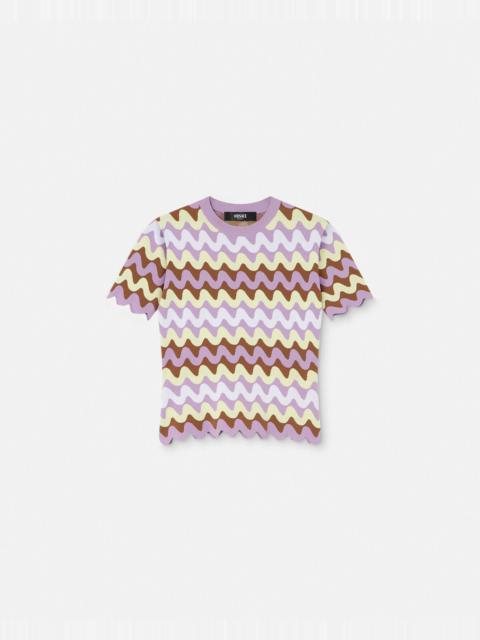 Wave Jacquard Knit Fitted T-shirt