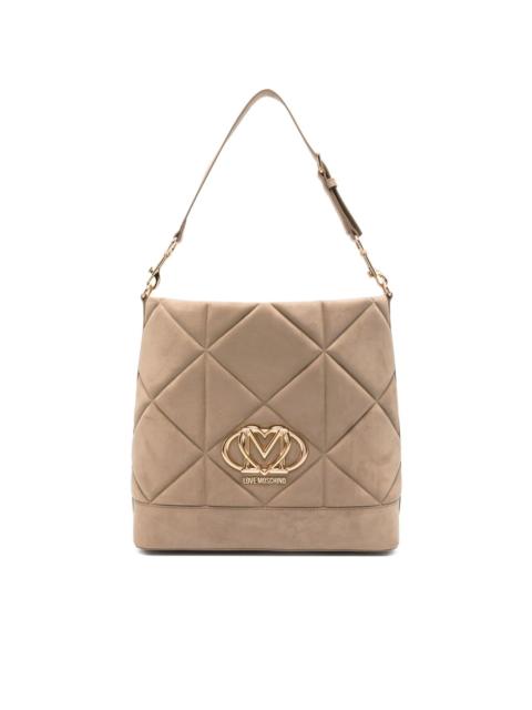quilted logo-plaque tote bag