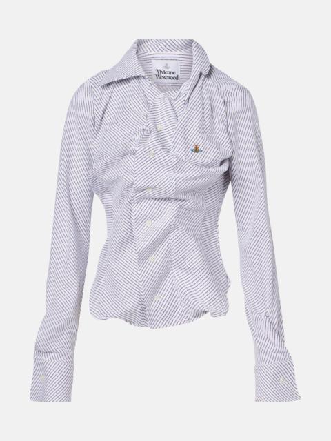 Striped cotton-blend poplin shirt