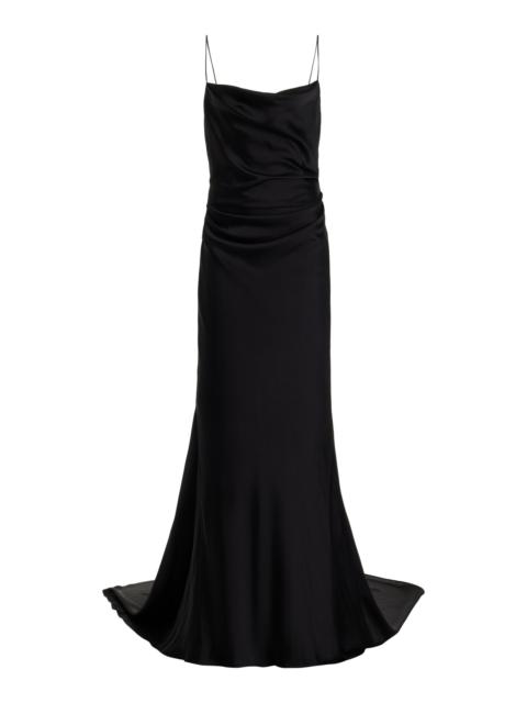 Paige Draped Gown with Train black