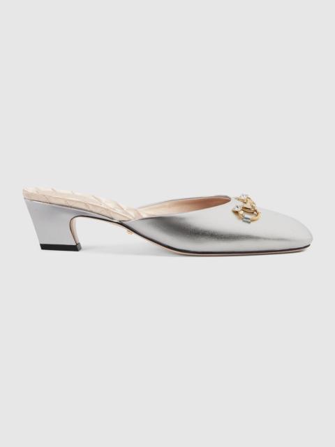 Gucci Horsebit Crystals Metallic Leather Mules