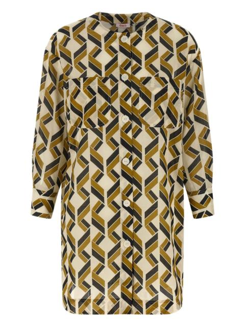 geometric-print cotton mini dress