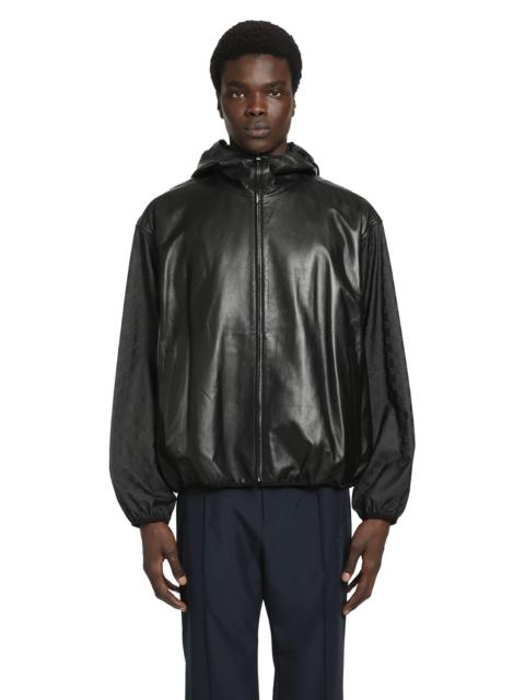 Hooded Leather Bomber Jacket