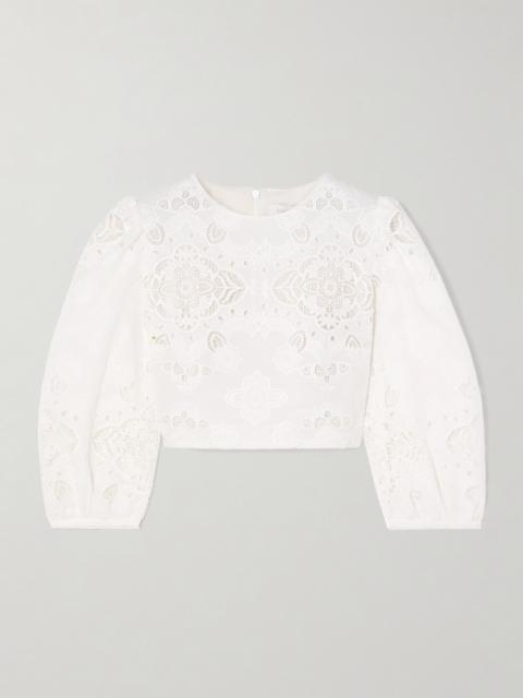 Alfie Cropped Broderie Anglaise Poplin Top