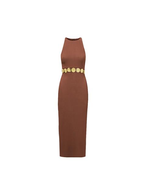 ISLA GOLD-MEDALLION MIDI DRESS