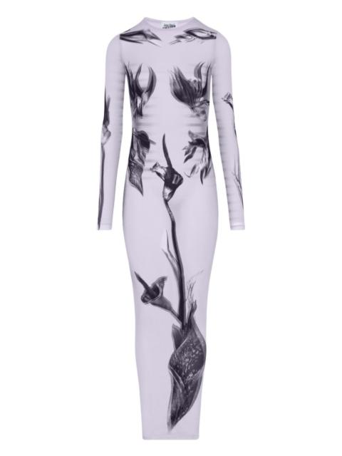 long-sleeved printed maxi dress