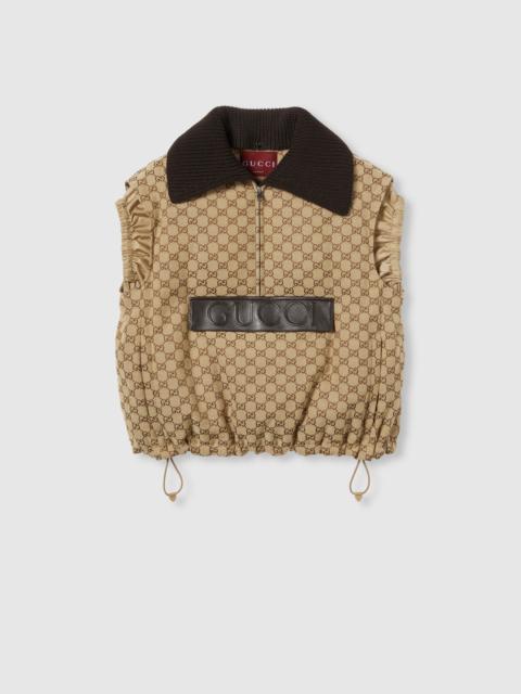 GG canvas gilet with leather label