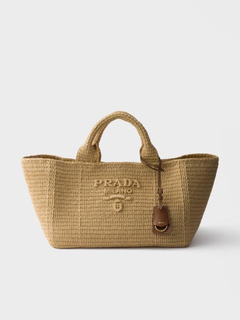 Large crochet tote bag with leather details