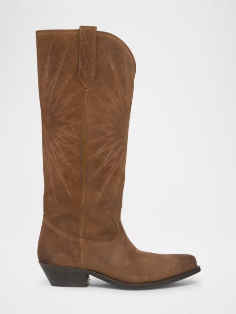 Wish Star Embroidered Suede Western Boots