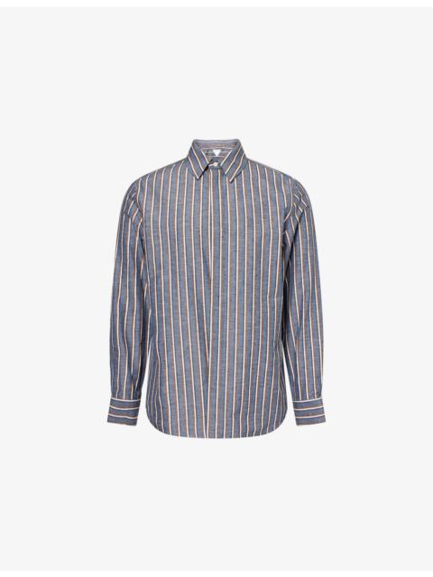 Bold-Stripe Regular-Fit Cotton and Linen-Blend Shirt