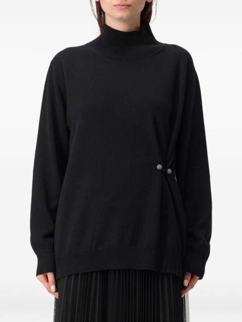 Platinum draped high-neck sweater