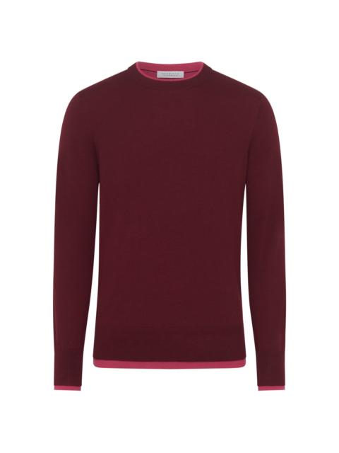 Wells Reversible Knit Sweater in Bordeaux & Fuchsia Cashmere Silk
