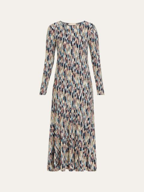 Estella Multi-Striped Knit Long-Sleeve Maxi Dress