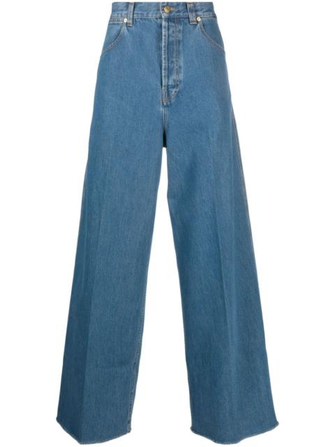 pressed-crease mid-rise wide-leg jeans