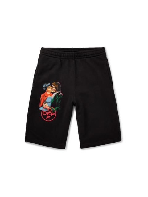 OFF-WHITE Slim Fit 'Kiss' Graphic Print Shorts Black/Multicolor