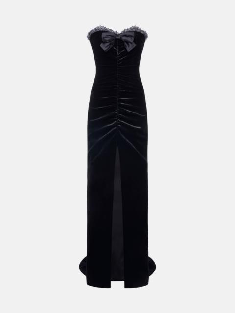 SLEEVELESS VEVET GOWN WITH BOW