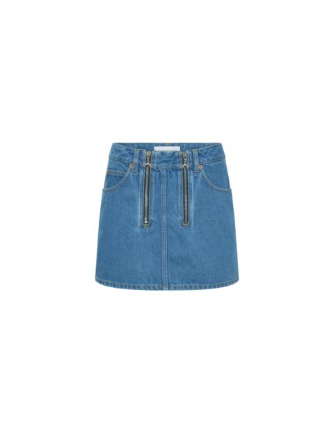 Light blue denim zipped mini skirt organic cotton