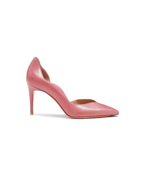 Women's pink leather high-heel pump
