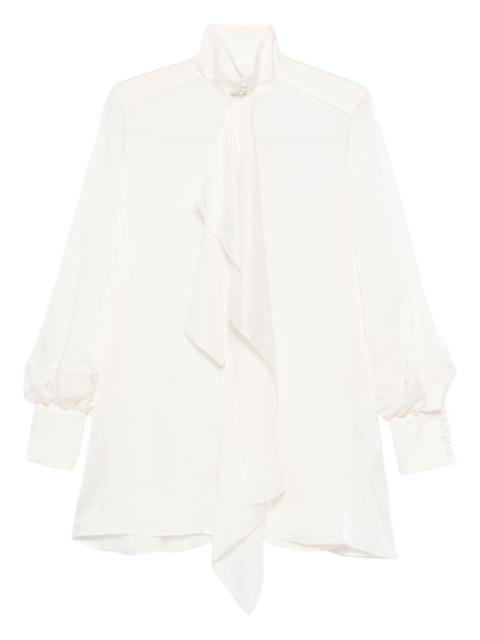 ruffled high-neck blouse