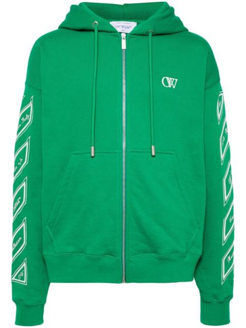 Diag-stripe zip-up hoodie