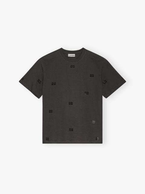 BLACK COTTON RHINESTONE T-SHIRT