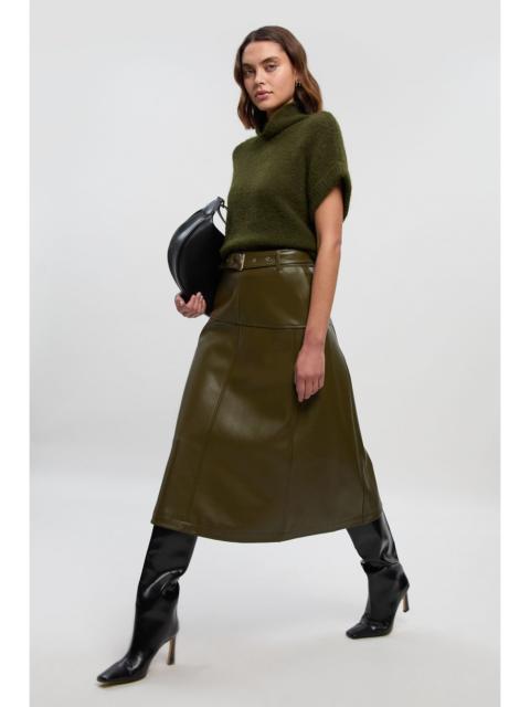 Faux Leather Belted Full skirt