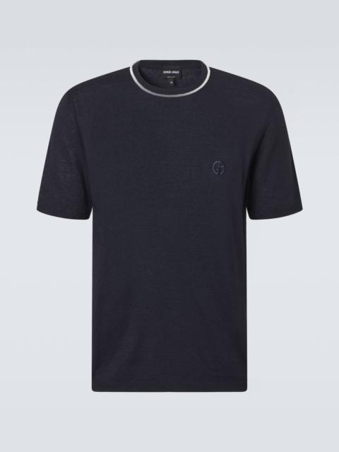 Logo linen and silk T-shirt