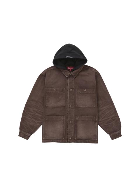 Supreme Worn Hooded Chore Coat Brown