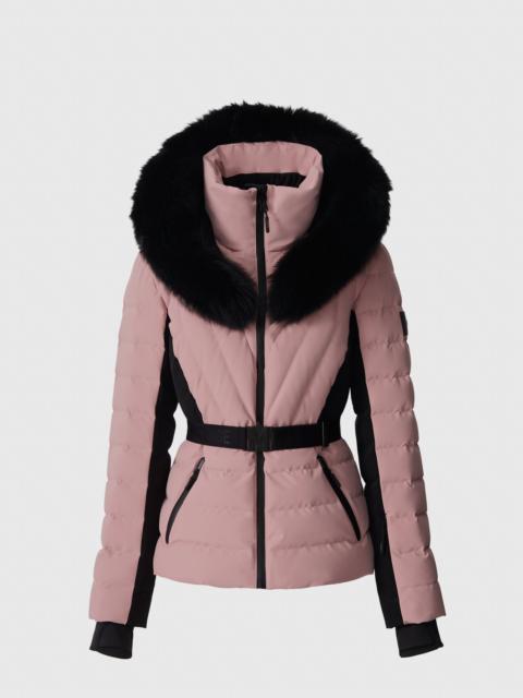 ELITA-ZR Down ski jacket with removable blue fox fur trim