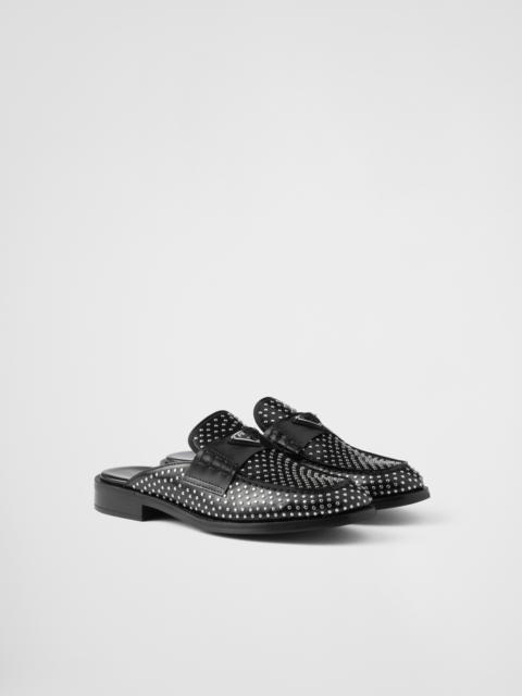 Studded brushed leather mules
