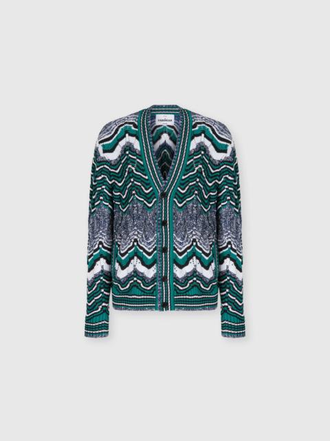 Striped cotton-blend cardigan