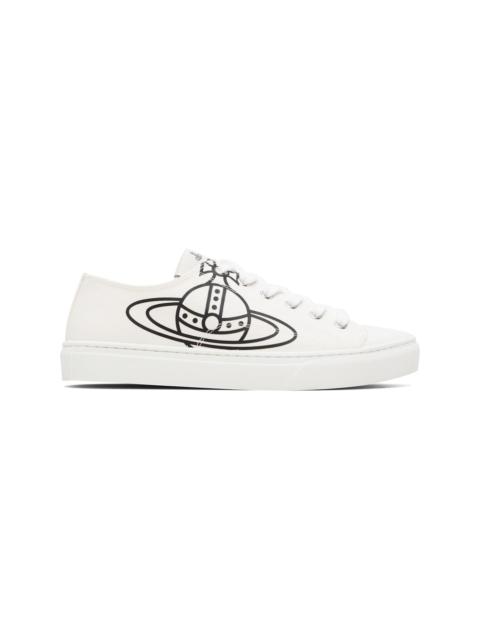 White Low Top Canvas Plimsoll Sneakers