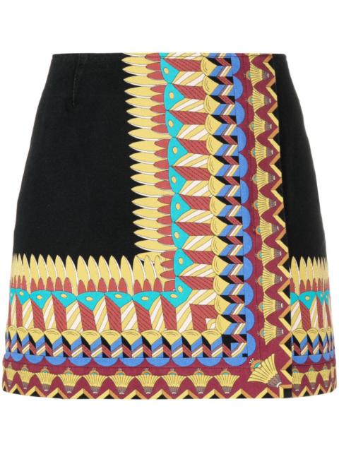 geometric-print cotton-twill miniskirt